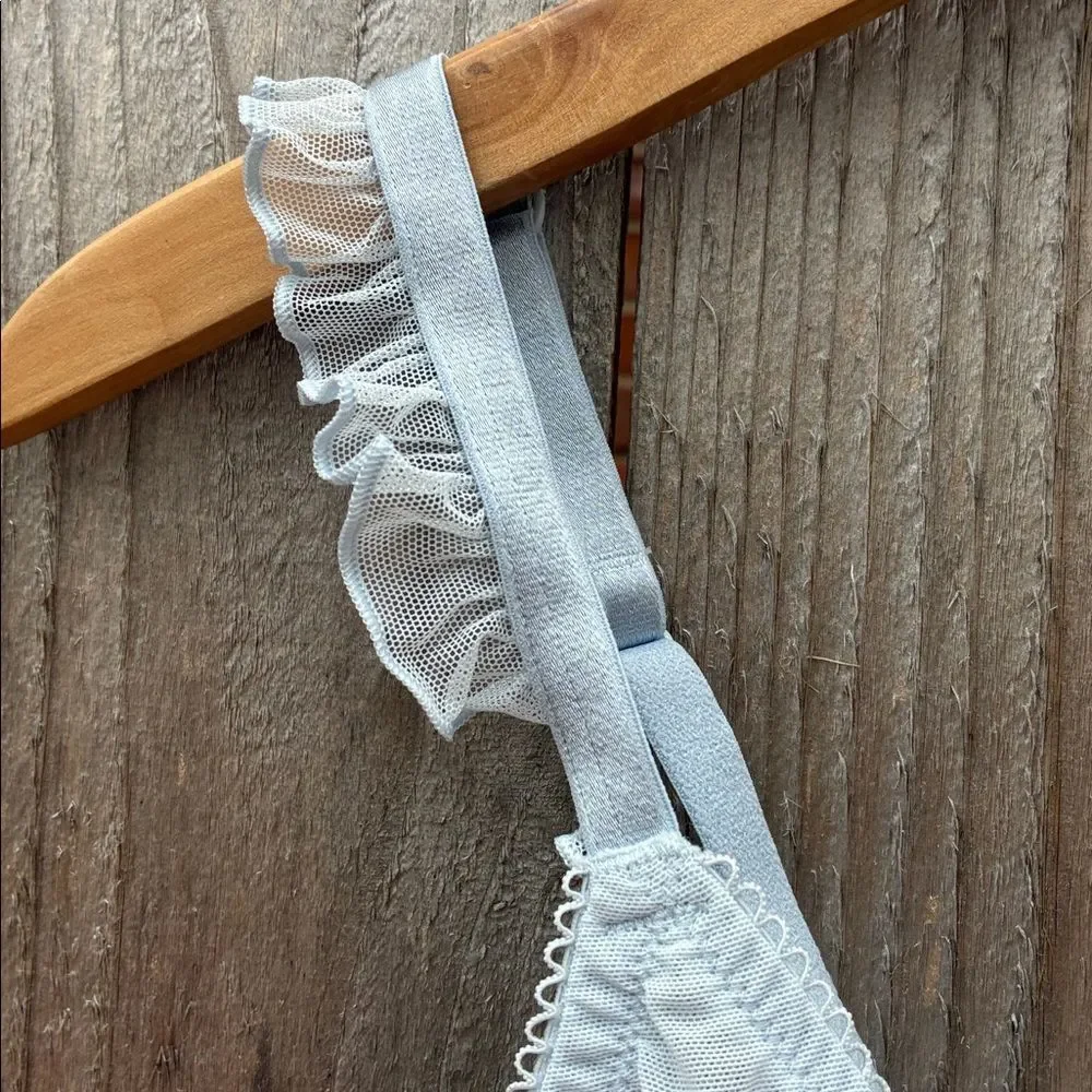 Victoria’s Secret Tease 3D Blue Butterfly Embroidered Unlined Triangle Bralette